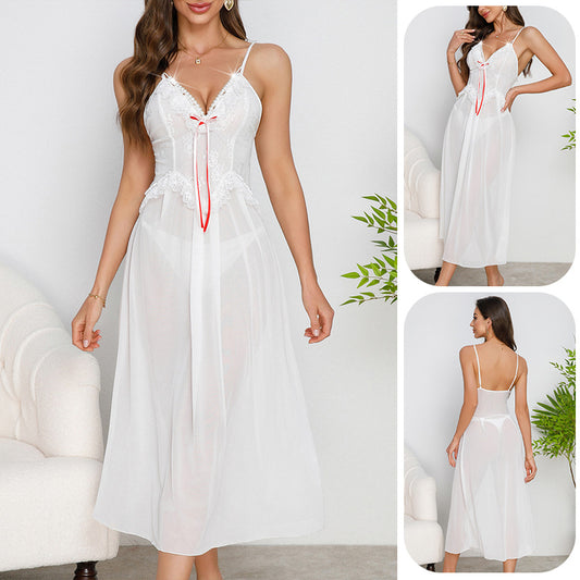 white sheer lace nightgown slip dress