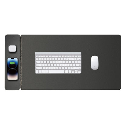 Leather desk pad with magnetic charging side panel