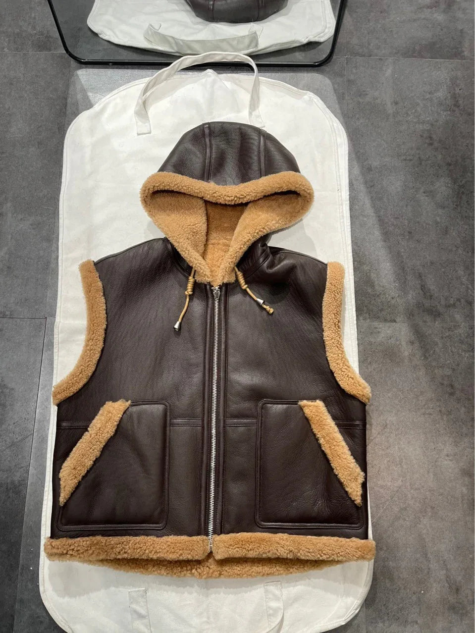 Maillard Brown Reversible Shearling Vest 1 M