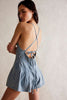 Women’s Sleeveless Denim Dress Open Back Mini Jean Dress