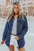 Street Style Dark Blue Oversized Denim Shirt Jacket