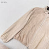 Women Beige Suede Bomber Jacket Real Suede Zip-Up Coat