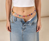 Women’s Multicolor Heart Chain Belt with Gold Tone Links