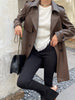 Women sheepskin leather trench coat jacket