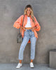 Oversized Denim Jacket Women Frayed Hem