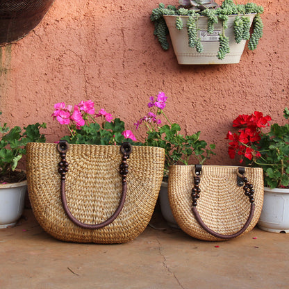 Summer Straw Woven Handbag for Women Half Moon Purse