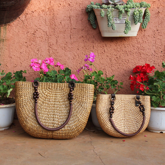 Summer Straw Woven Handbag for Women Half Moon Purse