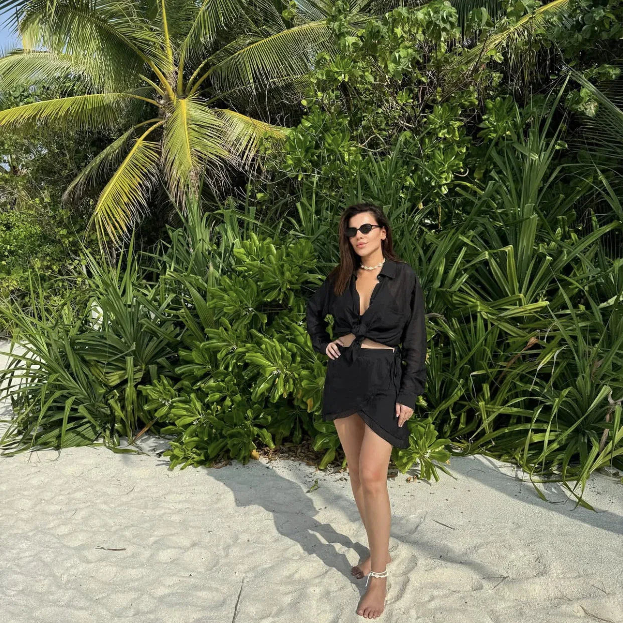 Beach sun protection shirt dress set