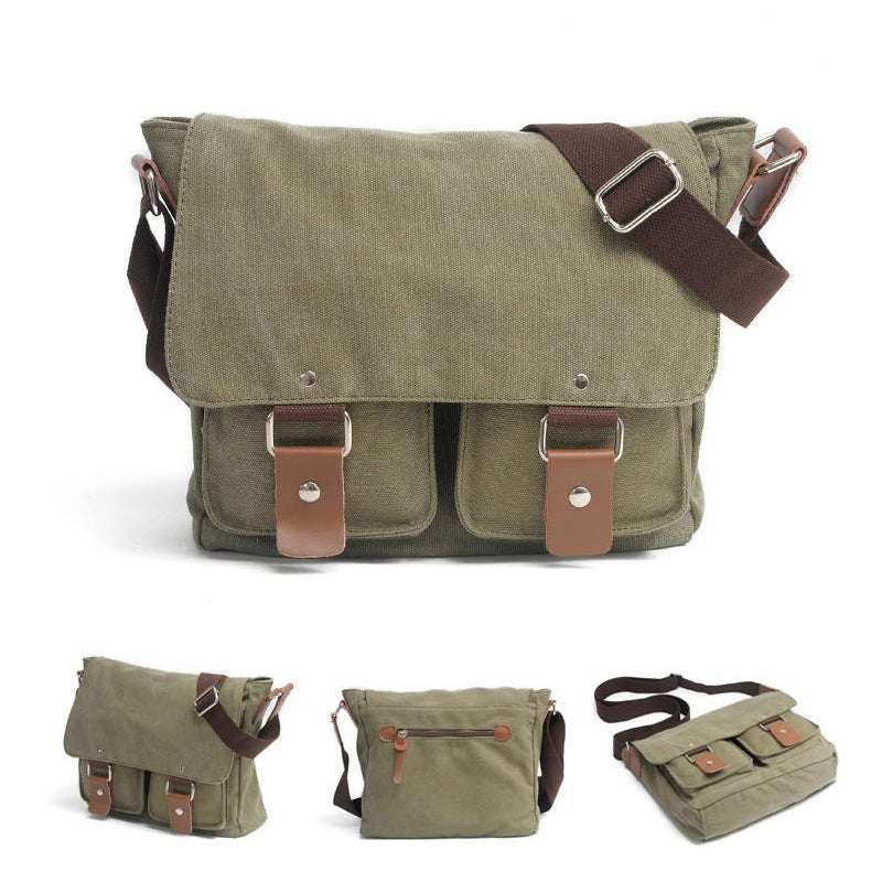 Canvas Camera Messenger Bag with Removable Organizer and Cowhide Trim 3