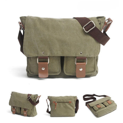 Canvas Camera Messenger Bag with Removable Organizer and Cowhide Trim 3