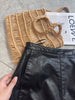 Genuine Leather Mini Skirt High Waist Slit