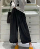 Women Wide Leg Leather Pants High Waisted Nine Point Trousers