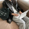 Women Genuine Leather Jacket Oversized Mid-Length Bomber Coat
