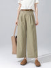 Women linen straight leg pants with cropped wide legs