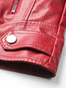 Red Faux Leather Jacket for Women Imitation Biker Leather Coat