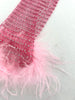 pink rhinestone fishnet mesh festival outfit feather trim women
