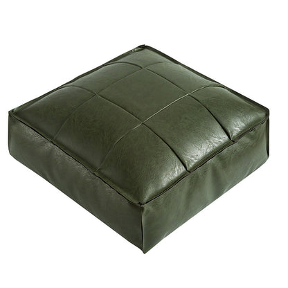Faux Leather Pouf Ottoman Floor Cushion Cover