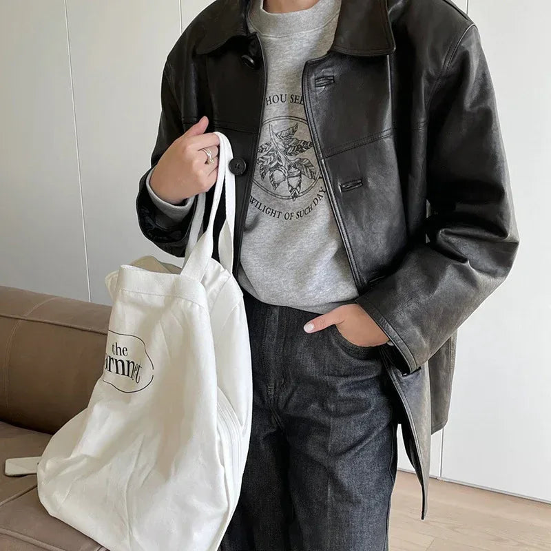 Women Genuine Leather Jacket Oversized Mid-Length Bomber Coat
