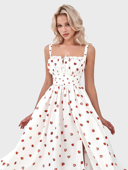 Side Split Maxi Dress Floral Off Shoulder Beach Outfit