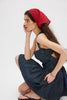 Backless denim mini dress high waist fit
