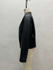 Black Glossy Faux Leather Cropped Jacket with Drawstring Hem for Women