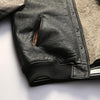 Men’s Black Leather Bomber Jacket with Real Shearling Collar