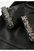 Women’s Leather Jacket with Chain Trim and Tweed Edge