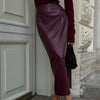 PETITE Solid Leather Bodycon Skirt