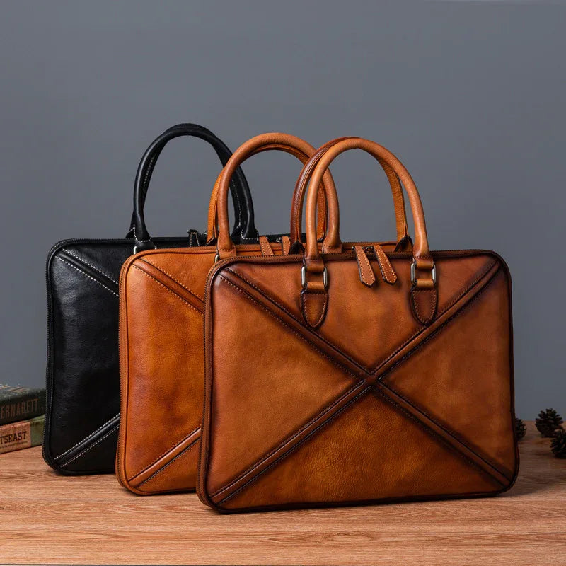 Vintage leather messenger bag for men office travel