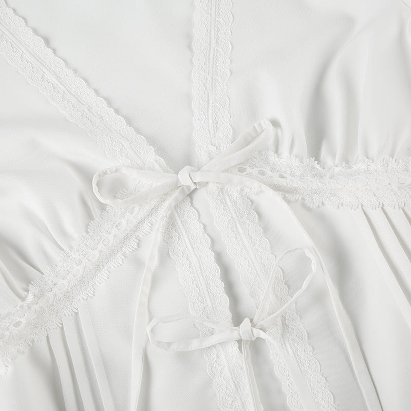 bow tie puff sleeve shirts for women