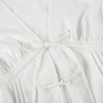 bow tie puff sleeve shirts for women
