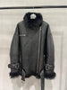 Women Leather Jacket with Real Fur Lining Moto Bomber Style