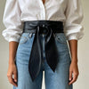 Women’s Wide Faux Leather Bow Tie Waist Belt