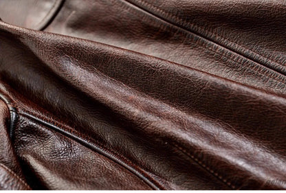 Men’s Retro Waxed Cowhide Leather Jacket