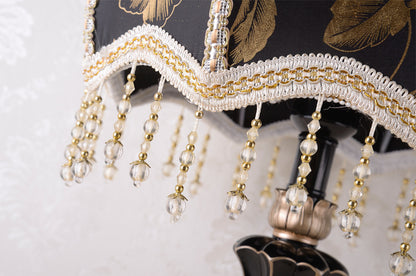 European fabric bedside table lamp black gold