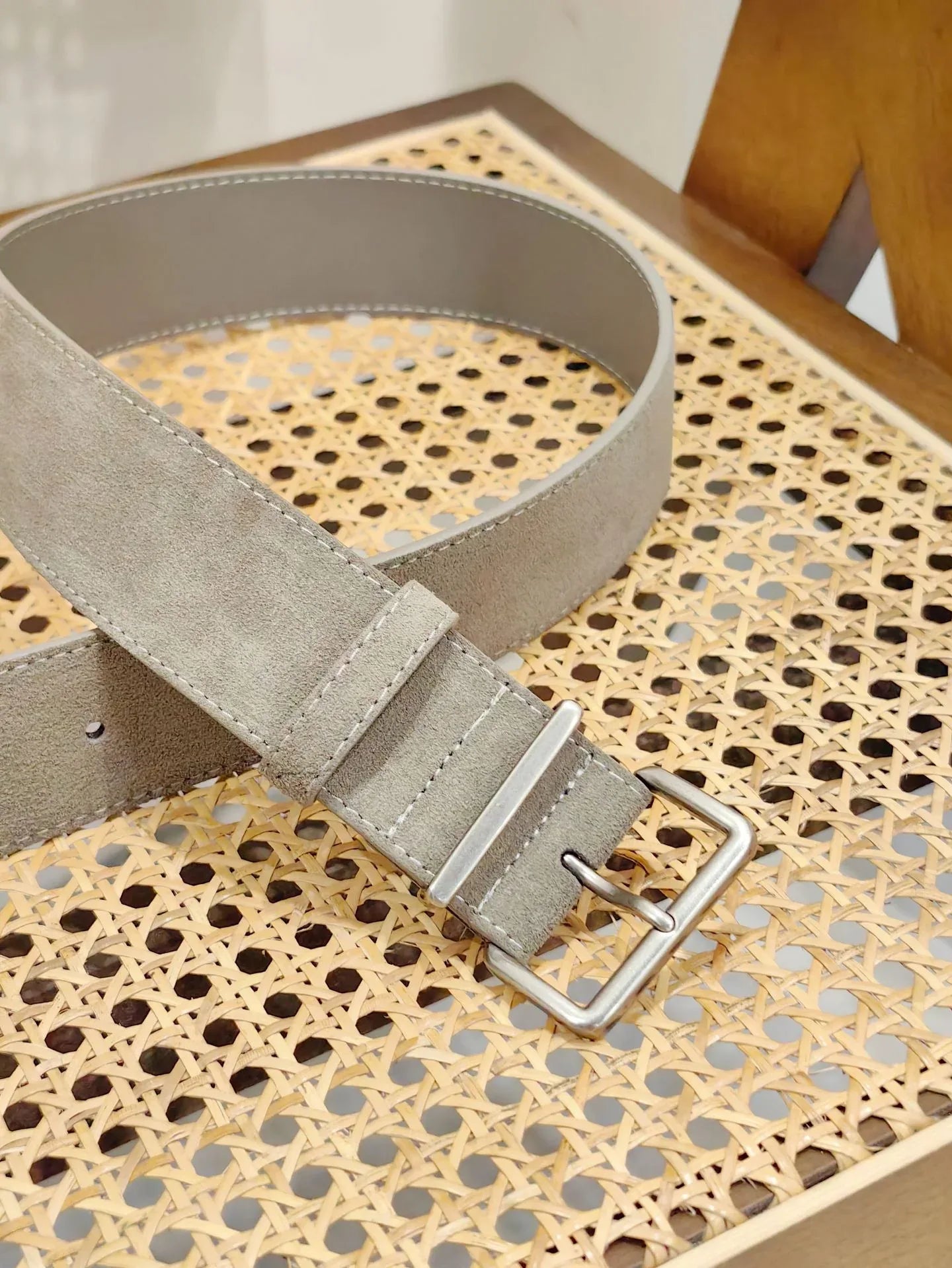 women suede leather wide belt with silver buckle