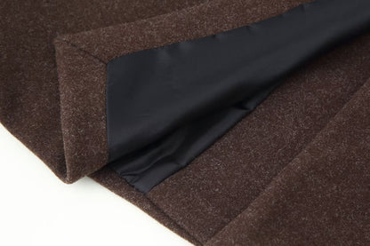 Long brown wool coat women winter outerwear