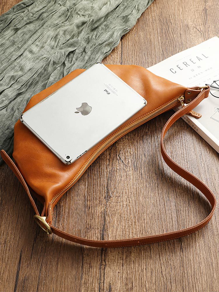 Women’s Genuine Leather Shoulder Croissant Purse