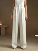 High waist white straight leg pants