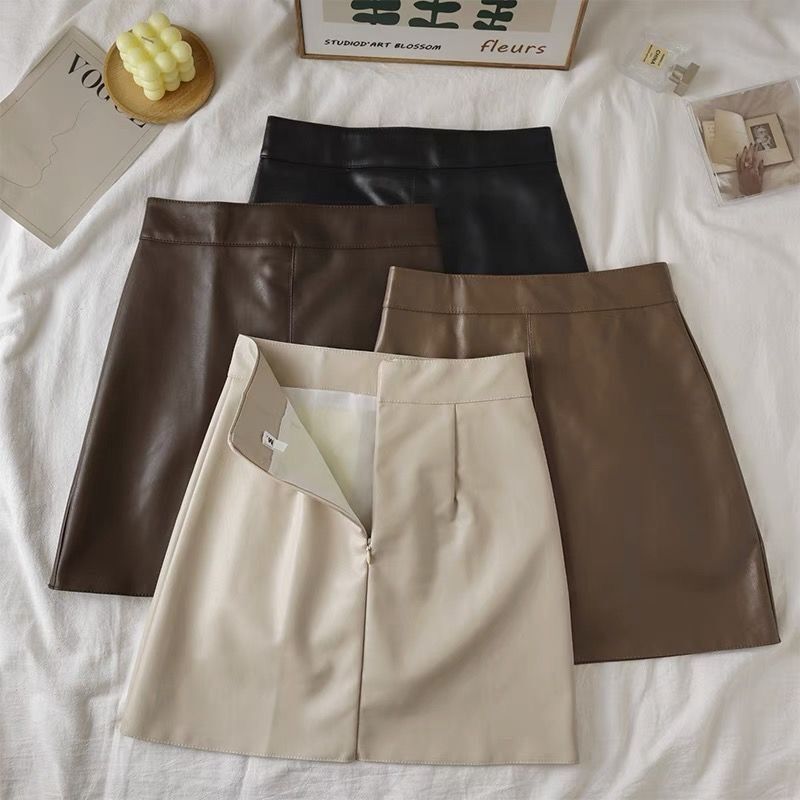 High Waist Faux Leather Mini Skirt