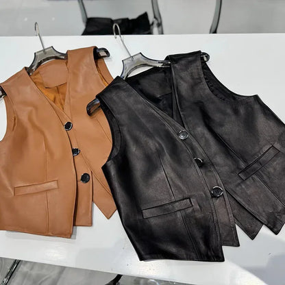 Women Leather Vest For Office