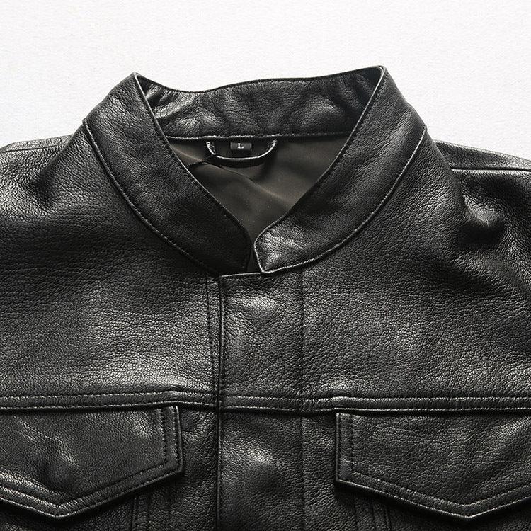 Men’s Genuine Black Leather Motorcycle Vest
