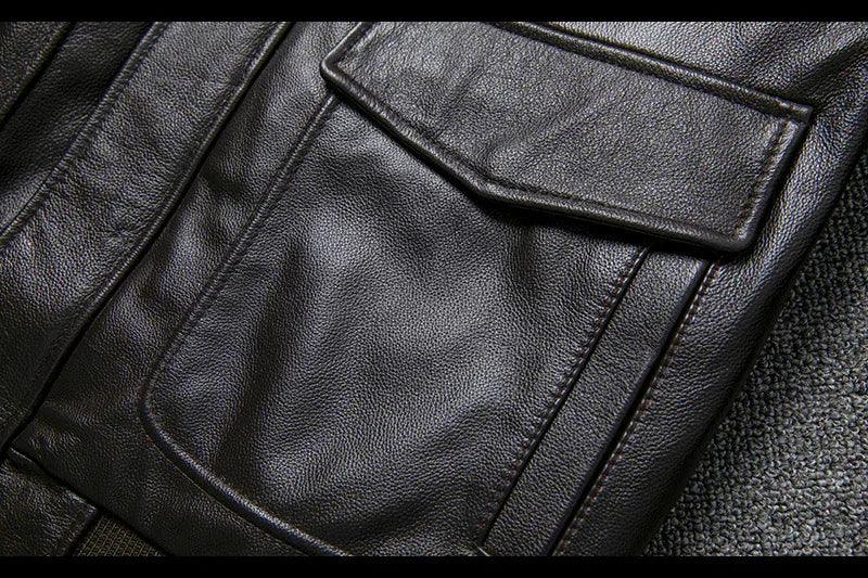 Black Leather Aviator Jacket Mens with Shearling Collar