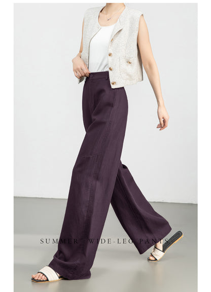 High waist wide leg linen pants for women