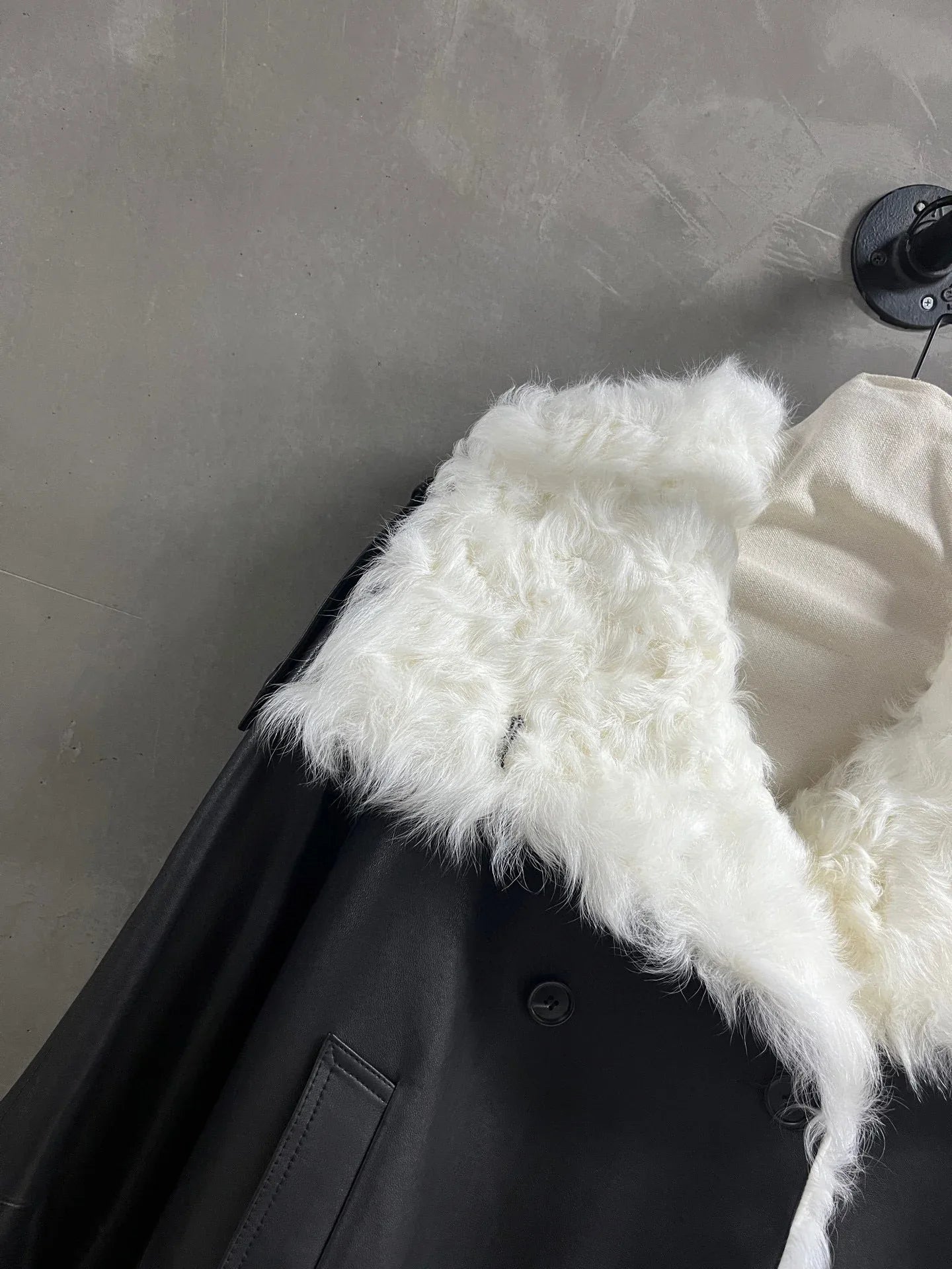 Black Leather Jacket Women Real Fur Lined Winter Coat