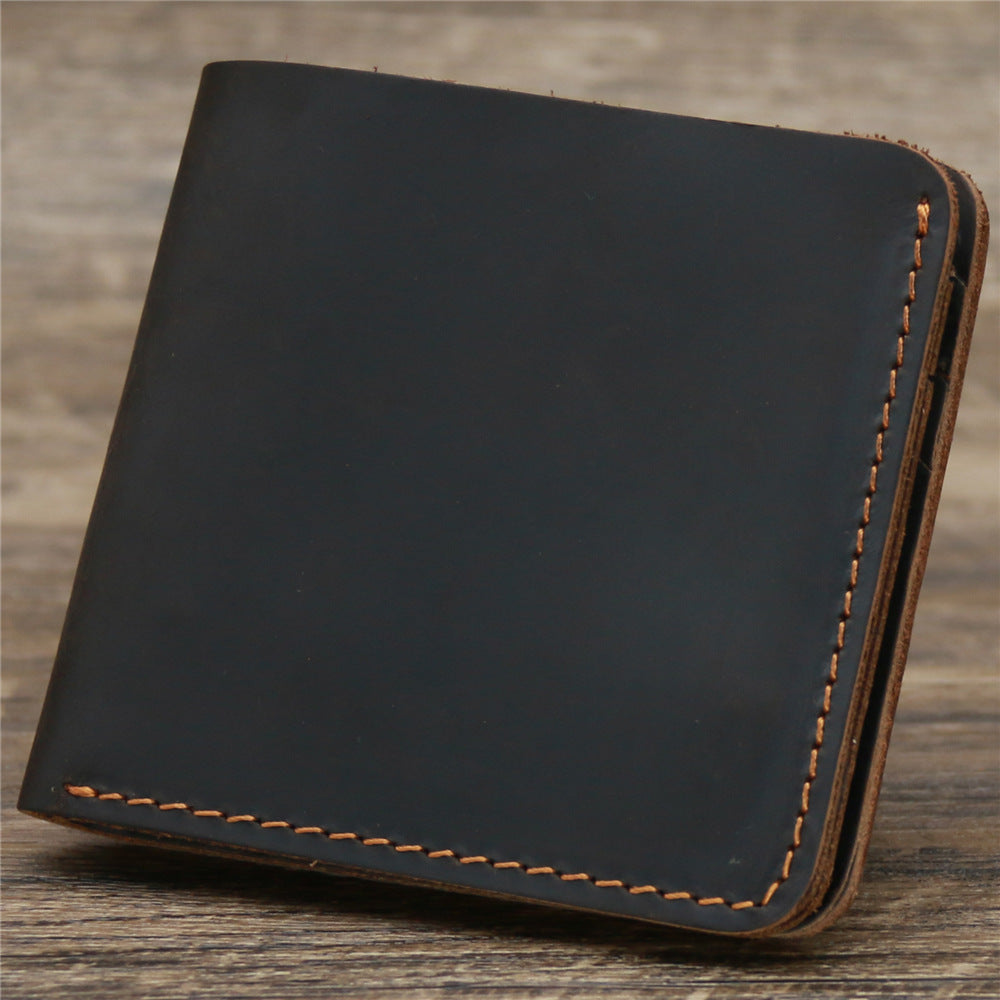 Men’s Genuine Cowhide Leather Bifold Wallet with ID Window