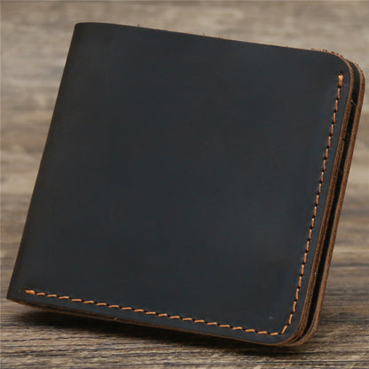 Men’s Genuine Cowhide Leather Bifold Wallet with ID Window