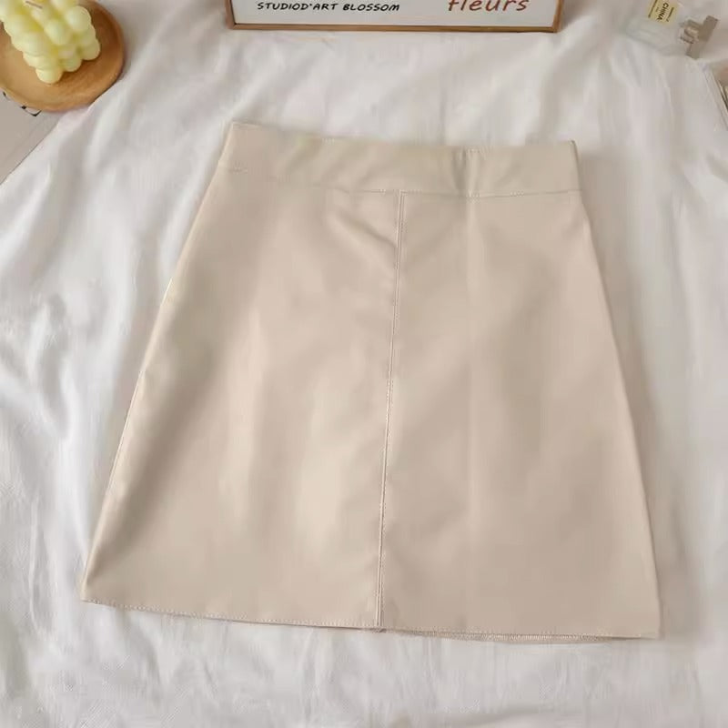 High Waist Faux Leather Mini Skirt