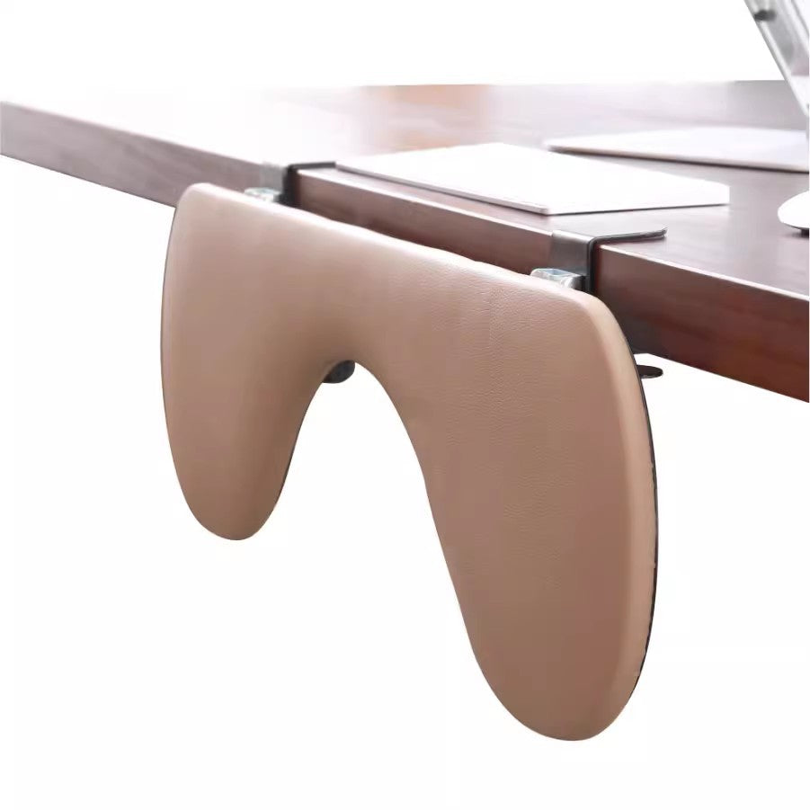 Leather armrest with folding clamp desk support