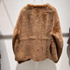 Women Leather Real Fur Coat Short Shearling Round Neck Jacket